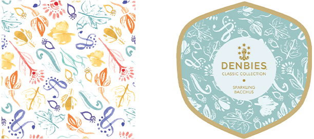 Denbies Bacchus wine label design and illustration