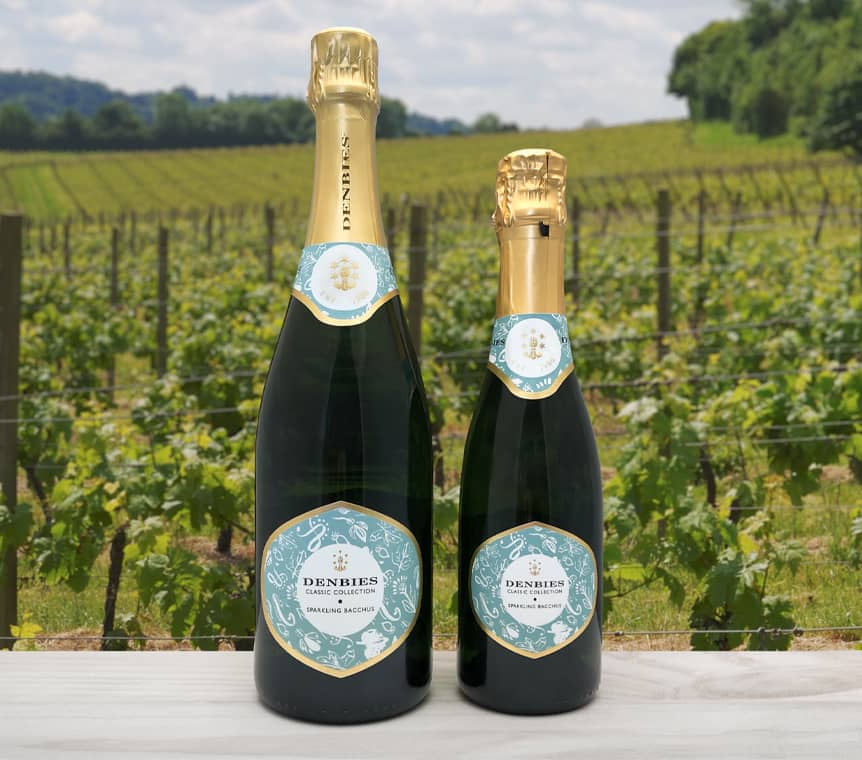 Denbies Sparkling Bacchus wine label design