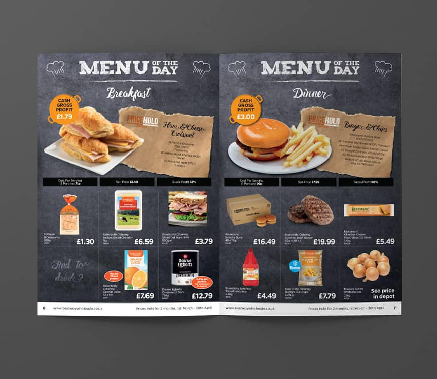 Catering mailer design and artwork for Bestway Wholesale
